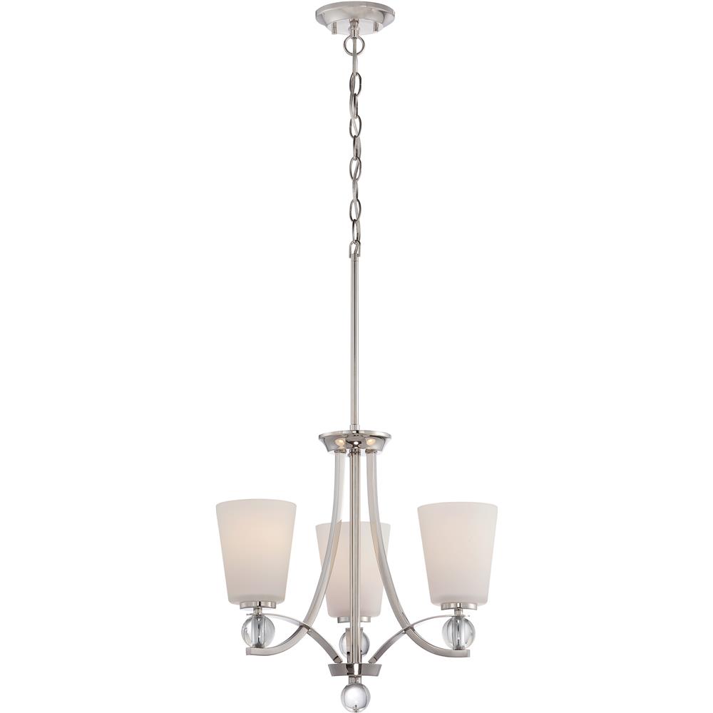 Nuvo Lighting 60/5496  Connie - 3 Light Chandelier with Satin White Glass in Polished Nickel Finish